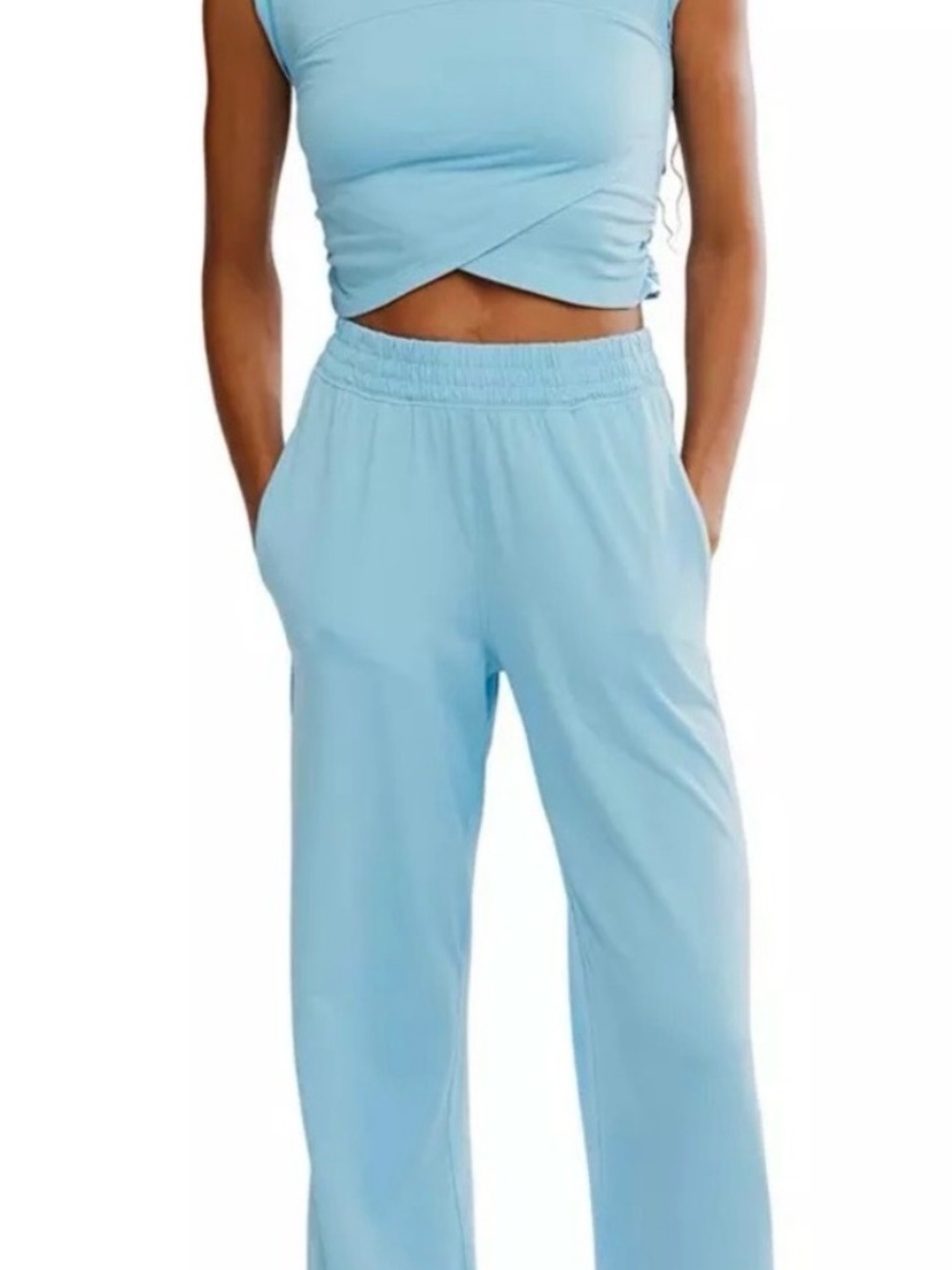 Light Blue Women's Track Pants - Casual Joggers - Picture 4 of 6